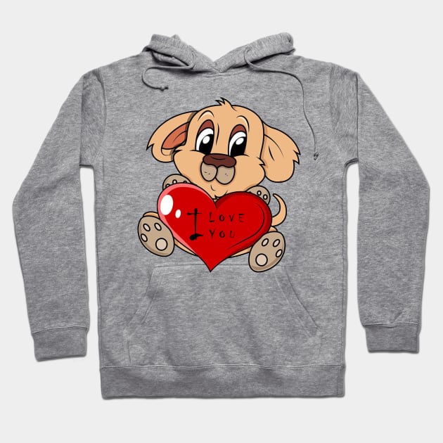 Dog love, I love you, cute, heart, valentine, romance, dog Hoodie by gravis